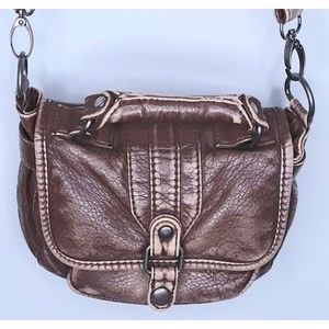 Yik Fung Crossbody Bag Distressed Vegan Leather Multi-Pocket Adjustable Strap